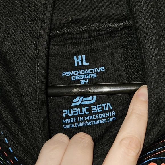 Raver Hoodie Vest Mens XL Public Beta UV Psychedelic Festival Wear - Picture 3 of 10